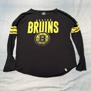 '47 Brand Boston Bruins Long Sleeve Shirt Black Yellow Medium